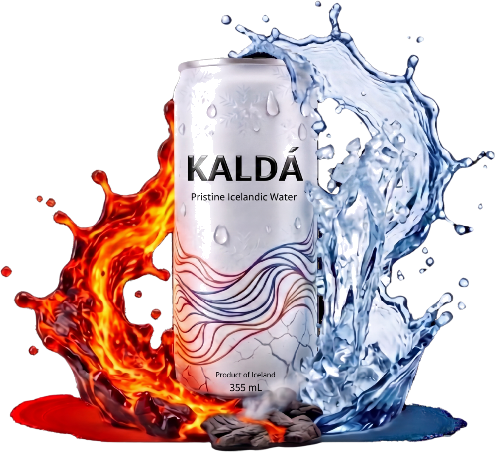 KALDÁ can between a burst of lava and a burst of cold water