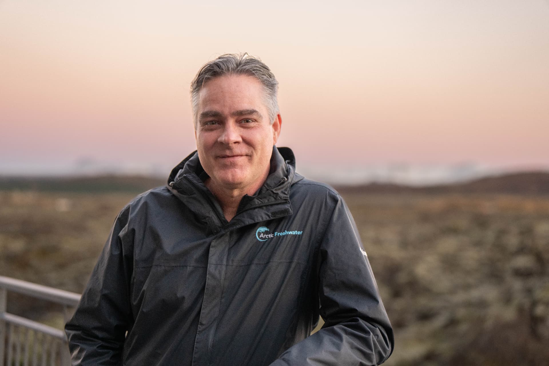 Bradley Loiselle, founder of Arctic Freshwater, in Iceland at dusk